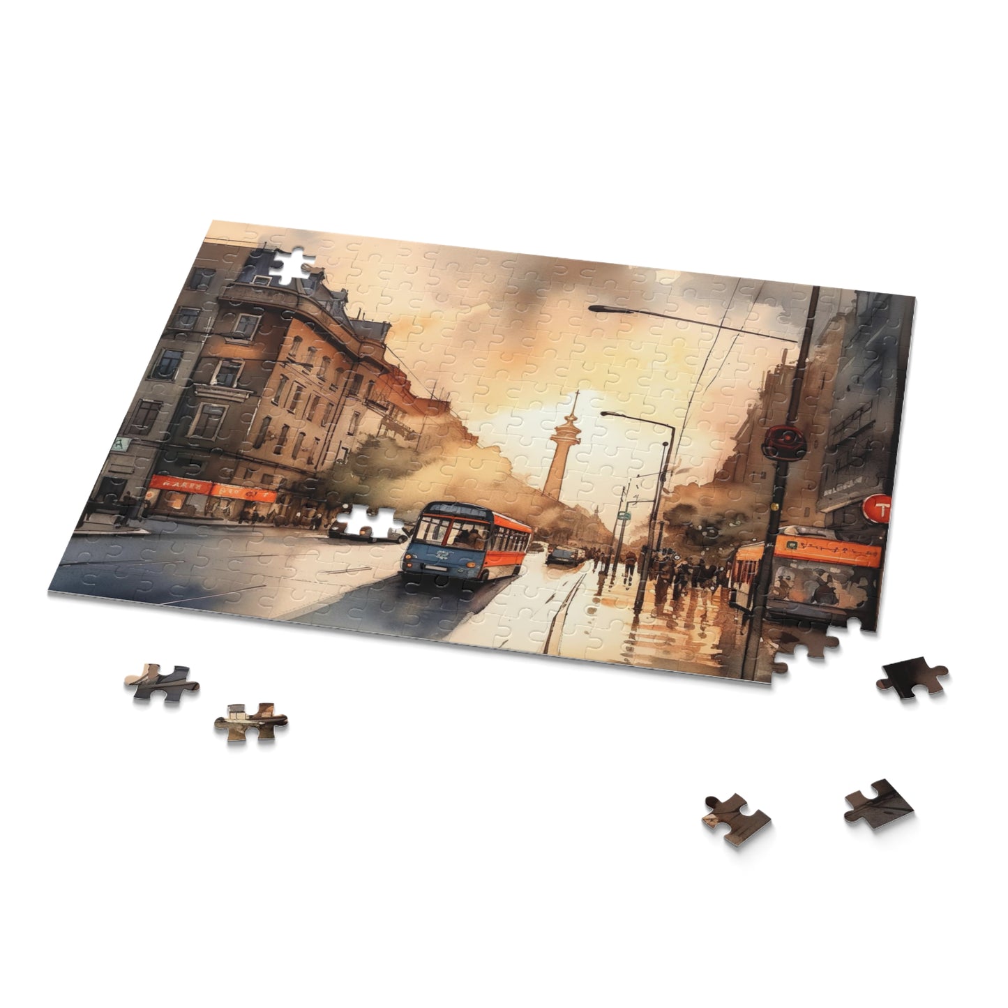 "Berlin Sunset Jigsaw Puzzle featuring vibrant skyline against colorful sky"