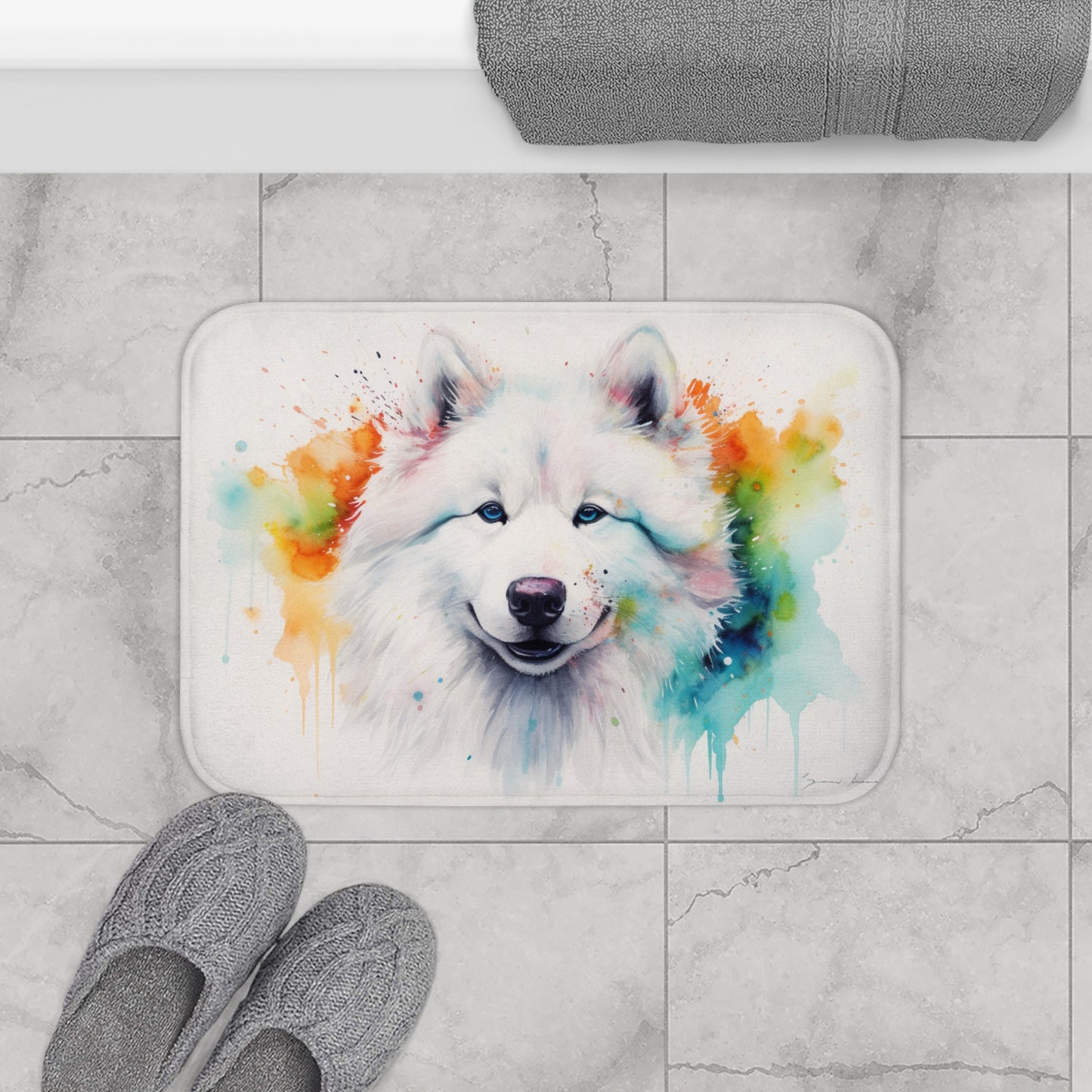 Snowy Samoyed Bath Mat