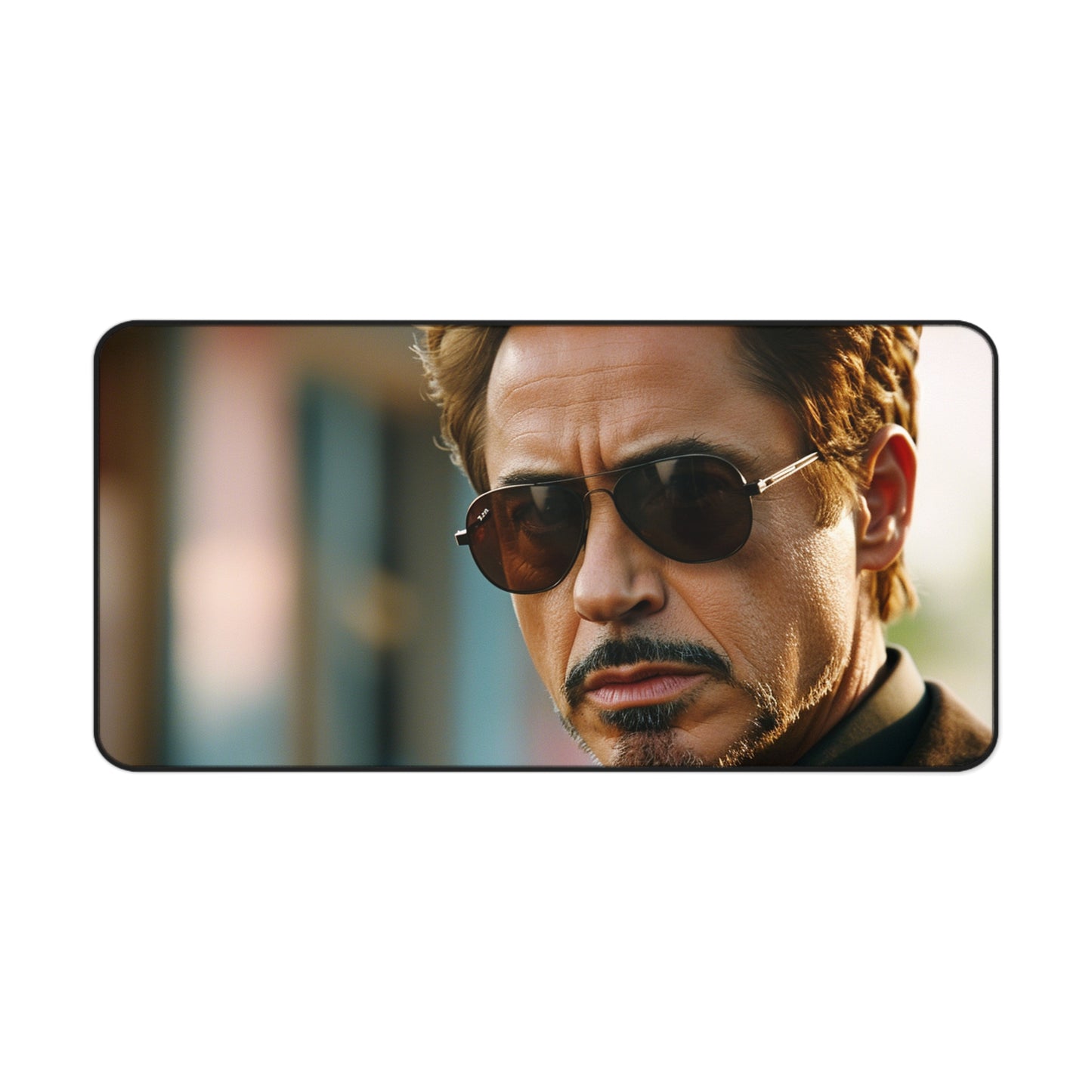 RDJ sunglasses desk mat, channel your inner Tony Stark with sleek design for workspace style.