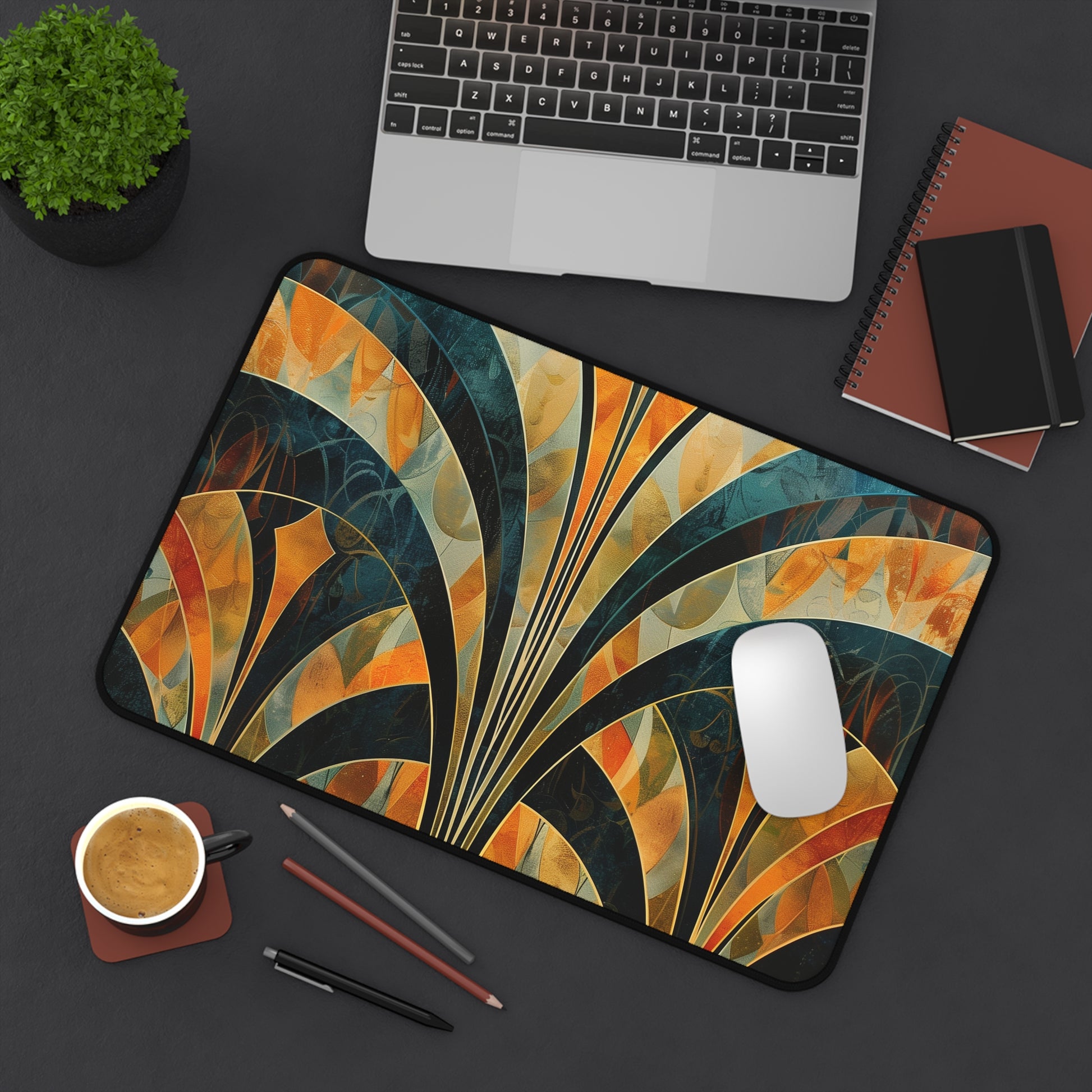 "Art Deco Desk Mat Collection - Elevate workspace with stunning abstract patterns for creativity and productivity"