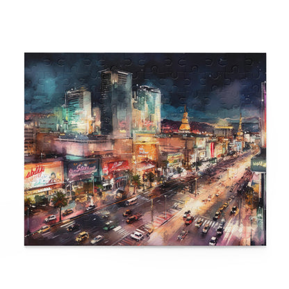 "Vibrant Vegas Strip jigsaw puzzle with dazzling lights and iconic landmarks"