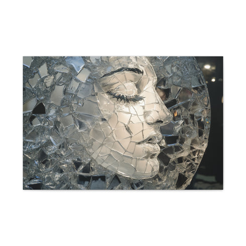Moon Made of Shattered Glass (Edition II) — Canvas Wall Art — Living Room Wall Lifestyle View