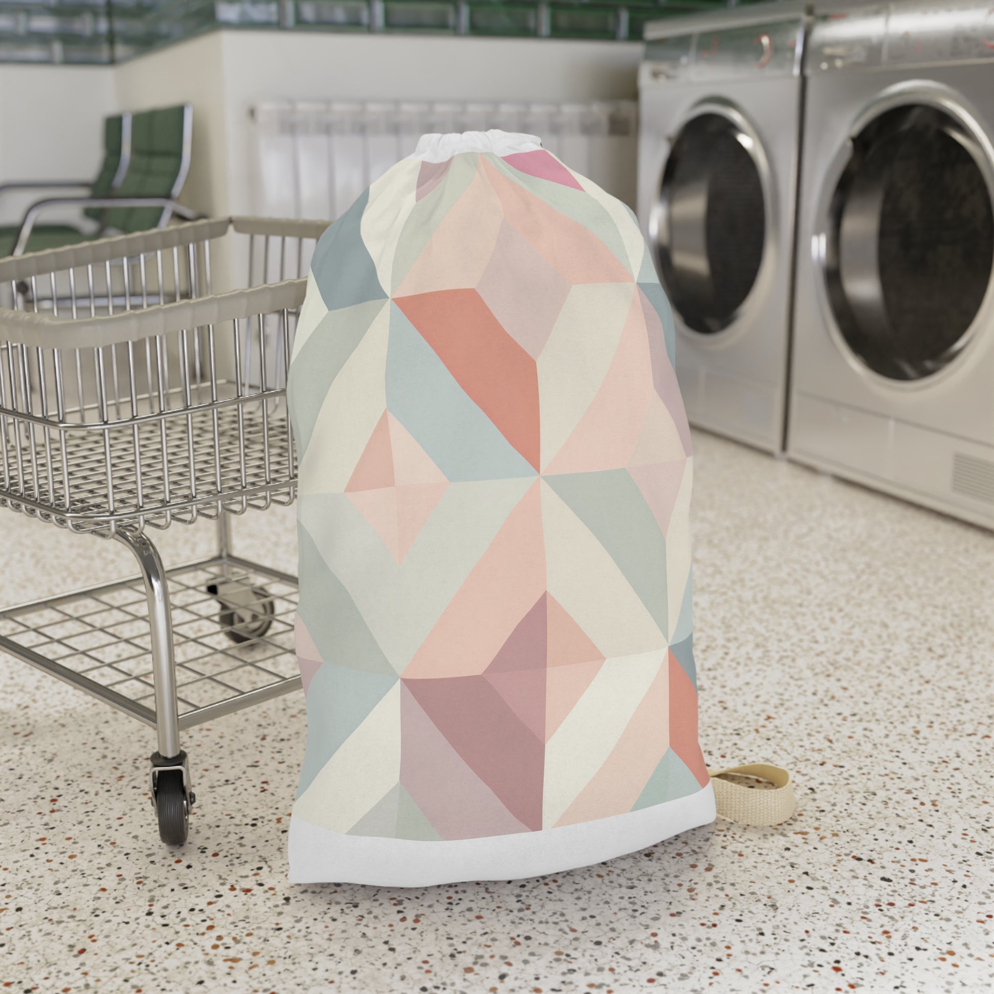 "Soft Pastel Geometrics Laundry Bag - Chic seamless pattern in soothing hues to organize in style"