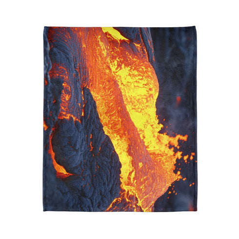 Lava Flowing from Floating Volcano — Plush Fleece Throw Blanket — Product Detail View 7