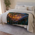 Cyborg Hand Holding Fireflies — Plush Fleece Throw Blanket — Product Detail View 6