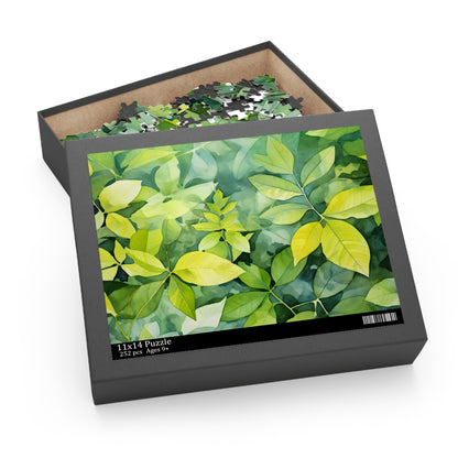 Summer foliage texture jigsaw puzzle - vibrant watercolor scene of lush foliage for indoor entertainment.