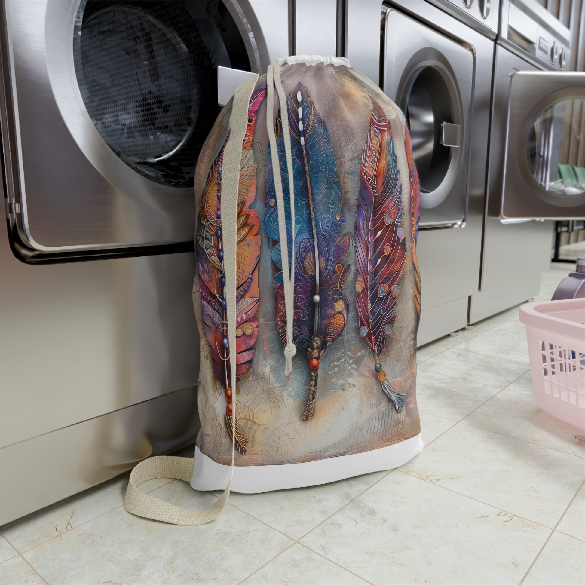 Bohemian Feather Laundry Bag | Home Decor | Accessories, All Over Print, AOP, Bags, Laundry, Sublimation | Prints with Passion