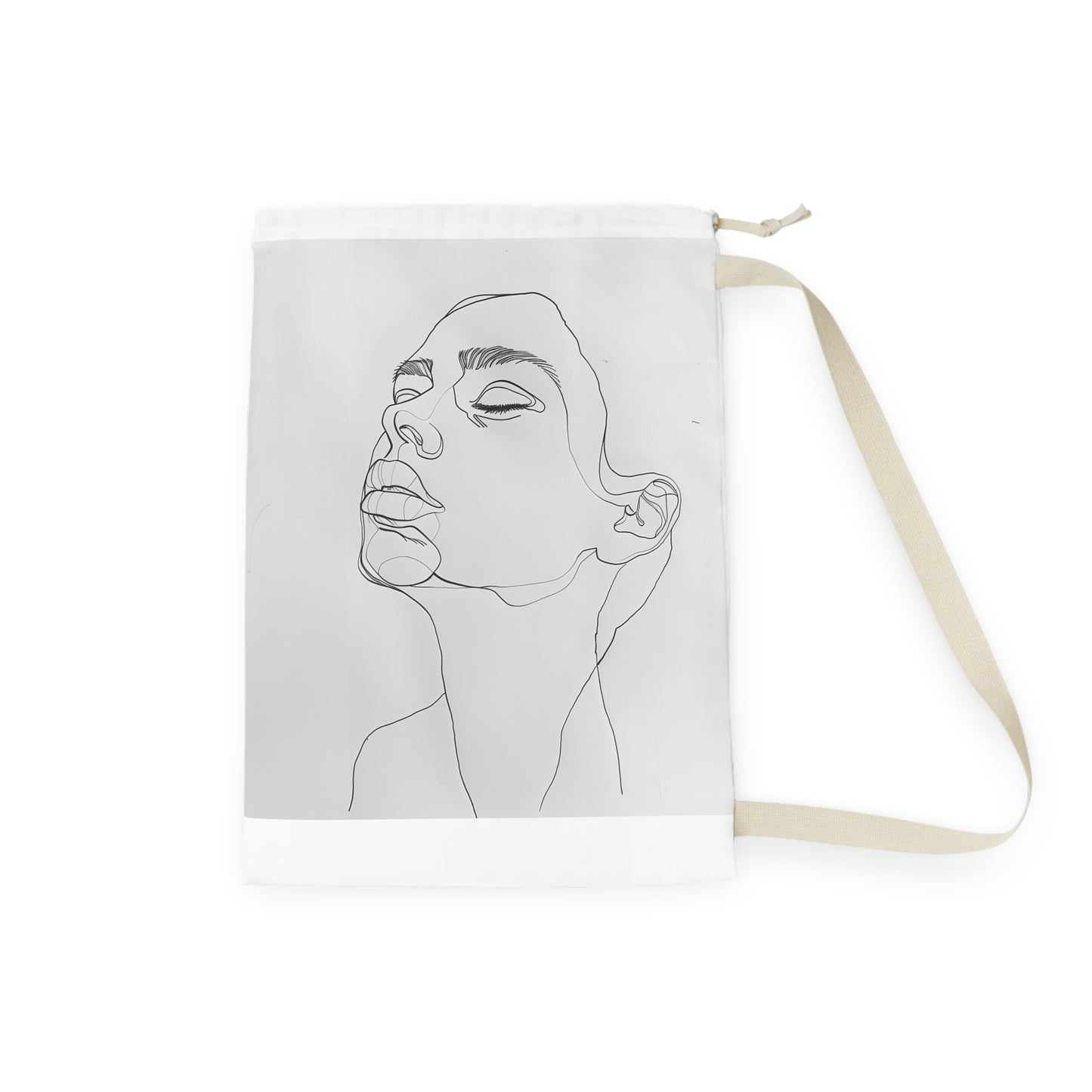 "Minimalist face laundry bag with chic design, perfect for modern homes"