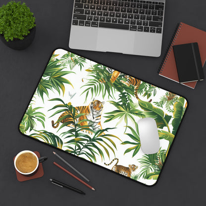 "Jungle Safari Tiger Desk Mat - Bring adventure to your workspace with majestic tigers in lush jungle design"