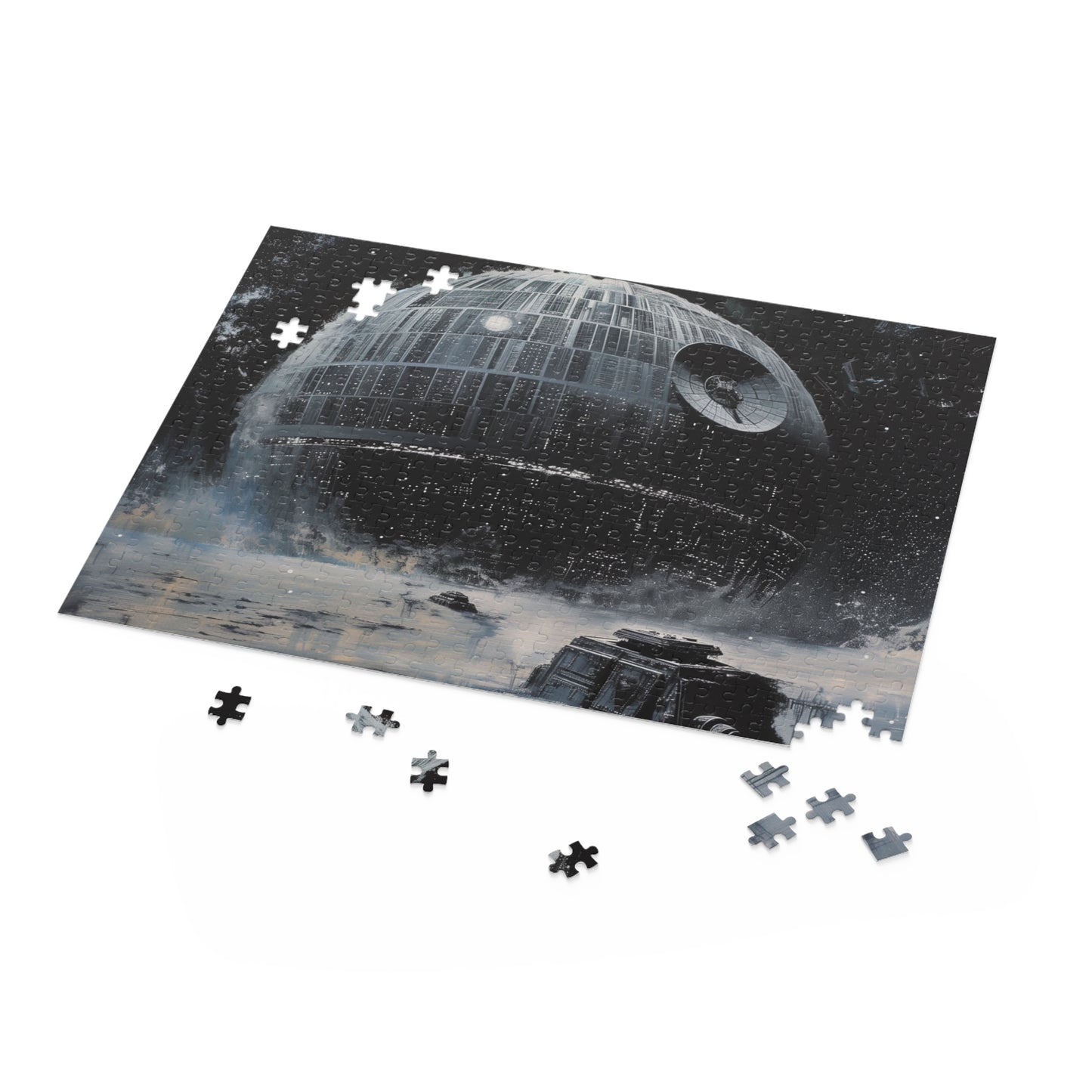 "Death Star Wars Puzzle - intricate jigsaw featuring iconic Death Star for fans of franchise and puzzle enthusiasts"