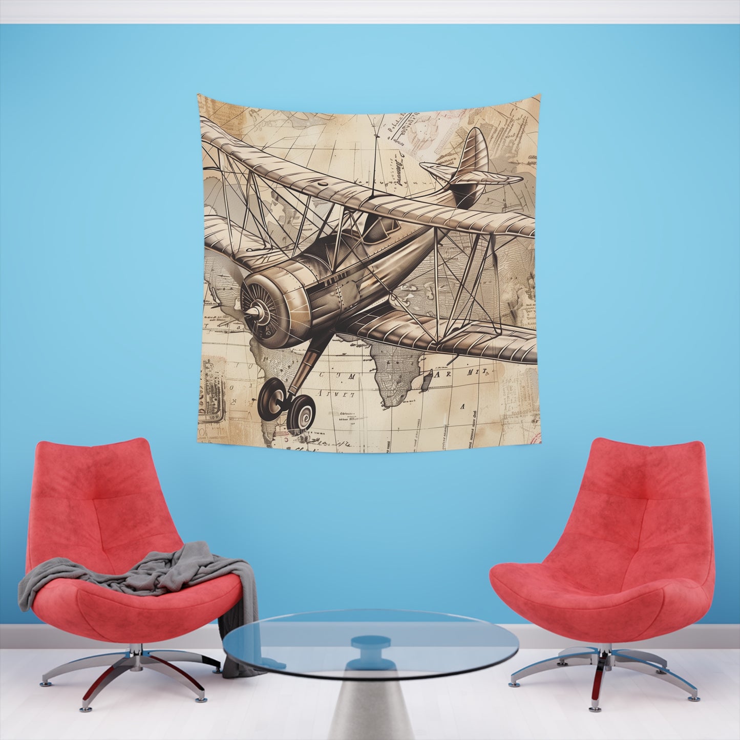 Vintage Travel Tapestry - Explore the World with this Vintage Airplane Design - Perfect Gift - High-Quality Material - All Seasons - 34" x 40" or 57" x 57" - Shop Now