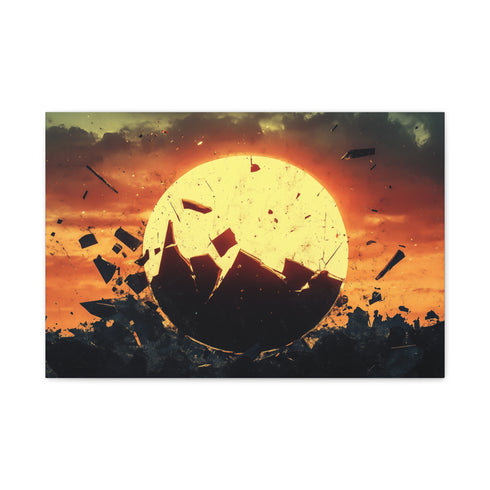 Rising Sun Behind a Shattered Planet — Canvas Wall Art — Front Gallery-Wrapped Canvas View
