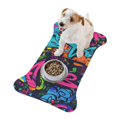 Neon Graffiti Pet Feeding Mat