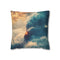 Train Riding Rails Through the Clouds (Edition II) — 40×40 Cushion Cover — Front 40×40 cm Square Cushion View