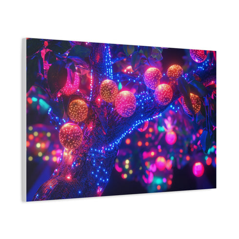 Cyber Tree with Neon Fruit — Canvas Wall Art — Product Detail View 6