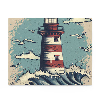 Tranquil Lighthouse Waves Jigsaw Puzzle for Relaxing Fun