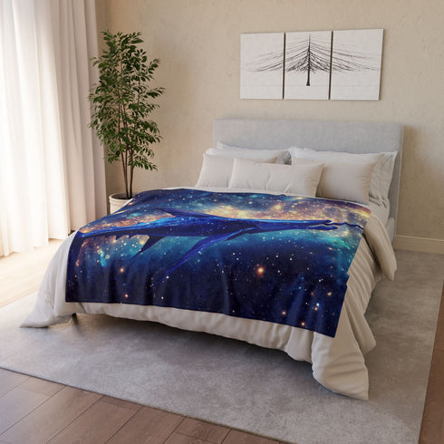 Swordfish Slicing through Star Sea Plush Fleece Throw Blanket