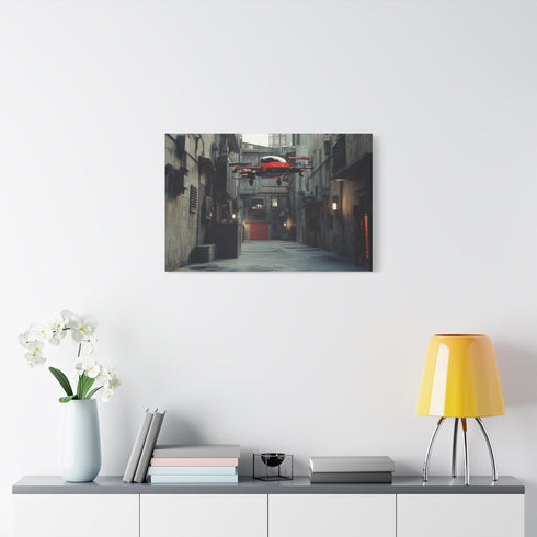 Cyberpunk Alleyway with Flying Cars — Canvas Wall Art — Product Detail View 7