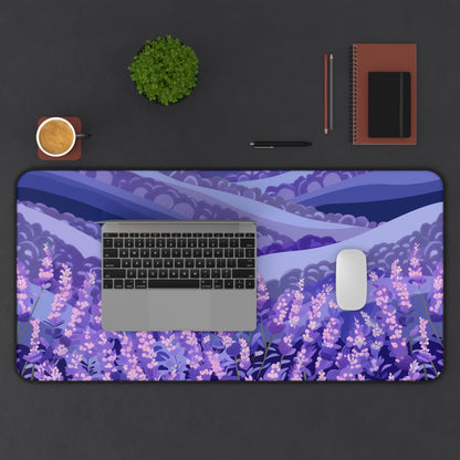 "Lavender Fields Desk Mat - Experience serenity with this lush lavender floret patterned desk accessory"