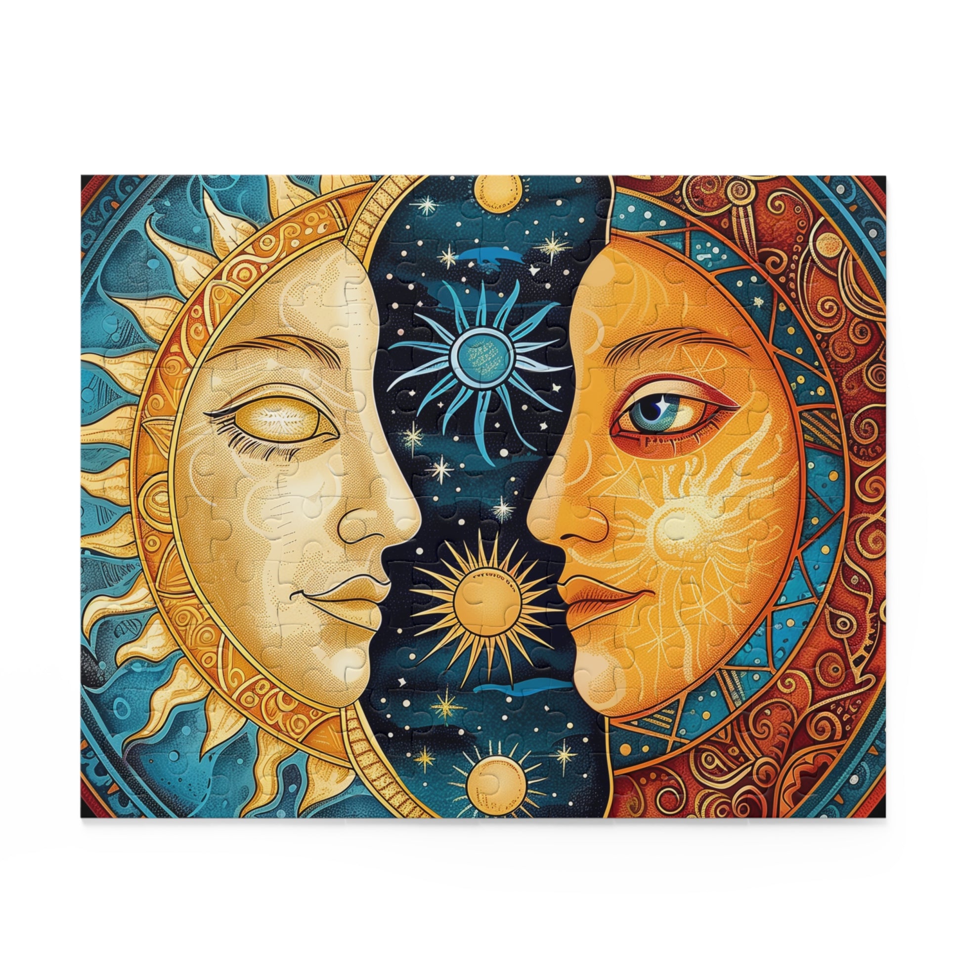 Sun and Moon Mandala Puzzle - Intricately designed jigsaw for relaxing and unwinding.