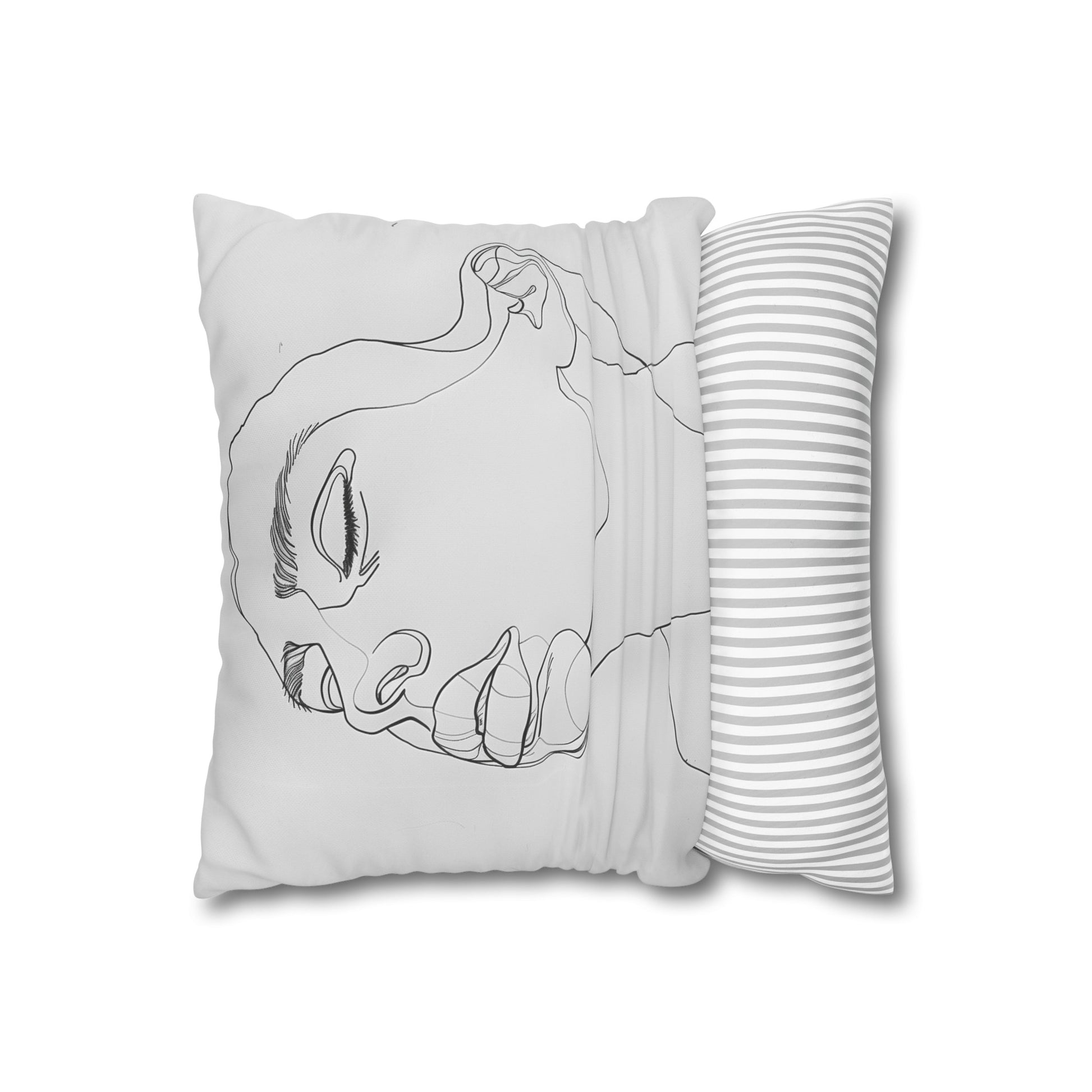 "Abstract Visage Pillowcase - Minimalist design with captivating face art, high-quality material for stylish and comfortable sleep. Perfect for all seasons. Makes a great gift. Shop now!"