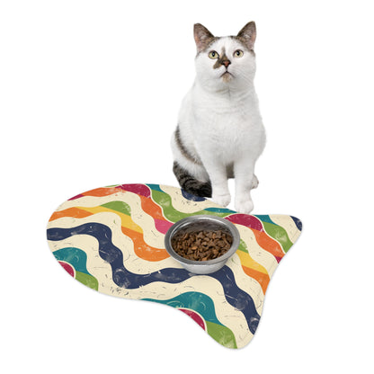 Retro Wave Pet Feeding Mat: Vibrant, Seamless, Stylish