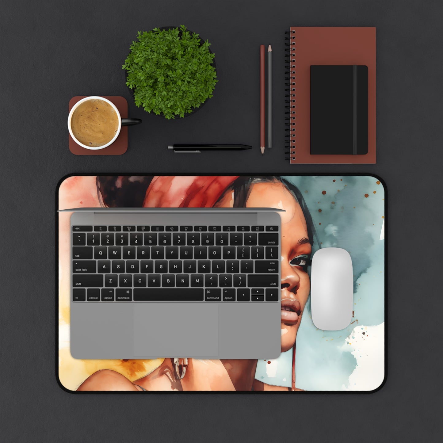 "Rihanna Watercolor Desk Mat - Stylish and Functional Workspace Accessory"