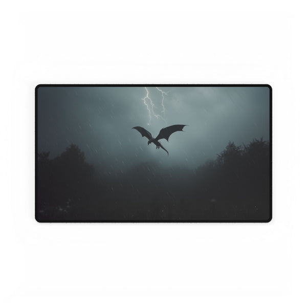 Lightning Dragon Flying Through Storm — XL & XXL Desk Mat — Gaming & Workspace Desk Setup View