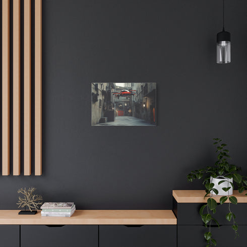 Cyberpunk Alleyway with Flying Cars — Canvas Wall Art — Product Detail View 5