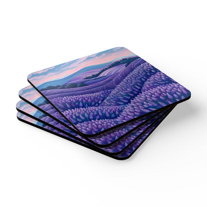 Lavender Fields Corkwood Coaster Set