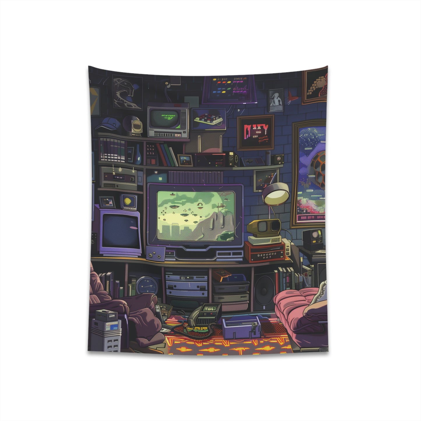 "Vintage Retro Gaming Tapestry | 8-bit Graphics Decor | High Quality Material | Perfect Gift - BenCPrints"