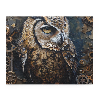 "Steampunk Owl Jigsaw Puzzle - Featuring intricate owl design, perfect for fantasy fans and puzzle enthusiasts"