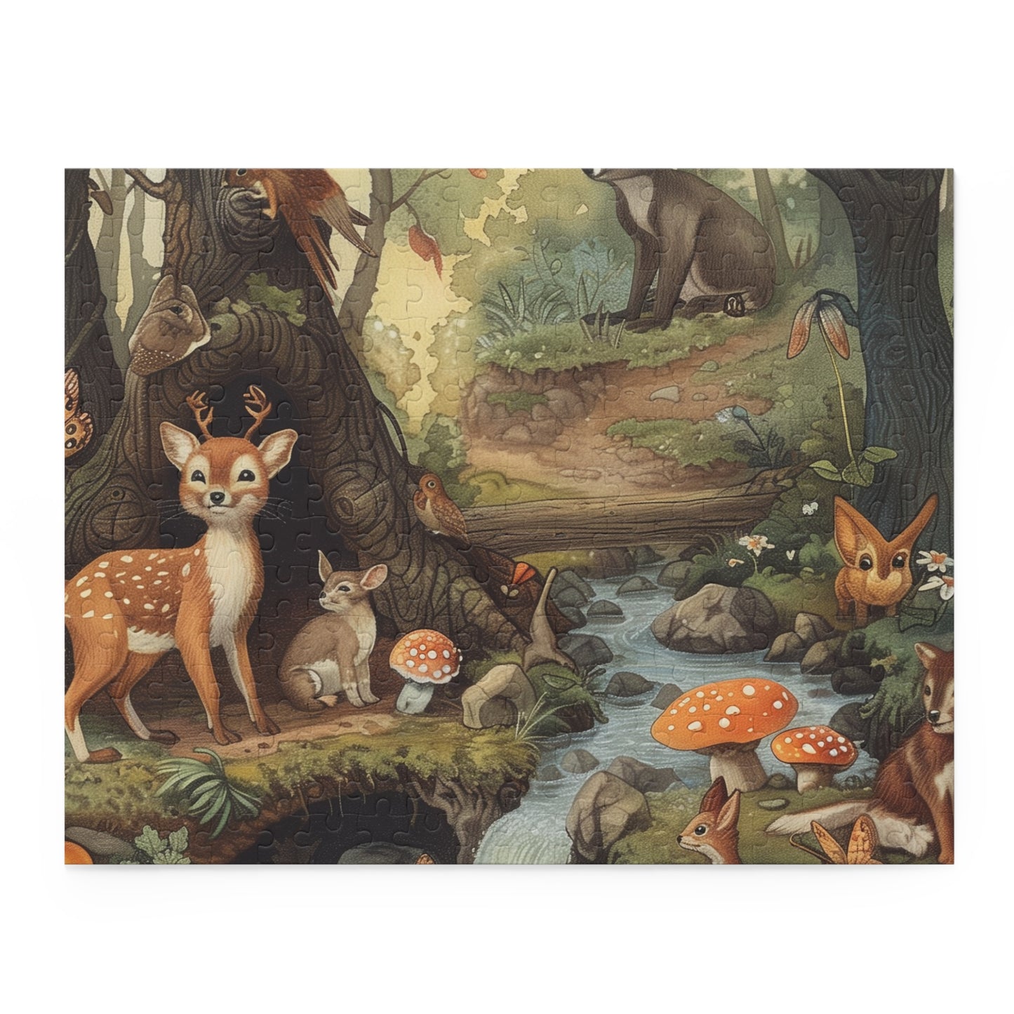 Forest Friends Jigsaw Puzzle - Explore woodland creatures in their natural habitat with this mesmerizing puzzle for nature lovers and enthusiasts.