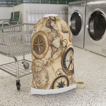 Vintage Maps Laundry Bag - Stylish and functional storage solution with intricate map details for wanderlust charm.