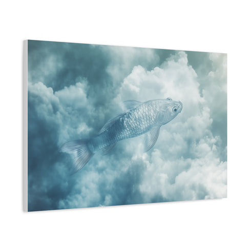 Glass Fish Swimming Through Clouds — Canvas Wall Art — Product Detail View 6