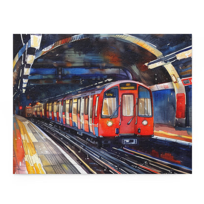 London Underground watercolor puzzle - vibrant, detailed jigsaw capturing city life underground