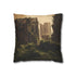Ruined City Twisted Skyscrapers Eerie Glow — 40×40 Cushion Cover — Front 40×40 cm Square Cushion View