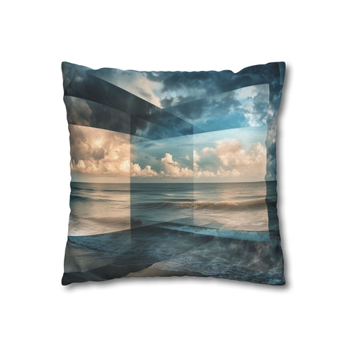 Storm Breaking Through Layered Dimension — 40×40 Cushion Cover — Double-Sided Back & Concealed Zip Detail