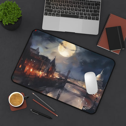 "London night sky desk mat with stunning image, inspire creativity and elegance at your workspace"