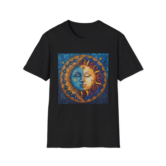 Cosmic Harmony: A Mandala Sun and Moon | T-Shirt | DTG, Men's Clothing, Regular fit, T-Shirts, Unisex, Women's Clothing | Prints with Passion