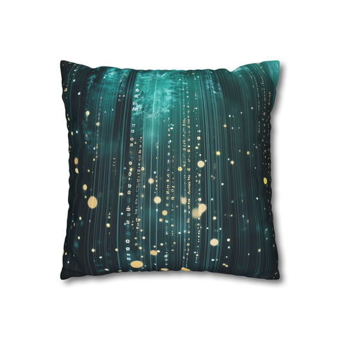 Rain Made of Binary Code (Edition II) — 40×40 Cushion Cover — Double-Sided Back & Concealed Zip Detail
