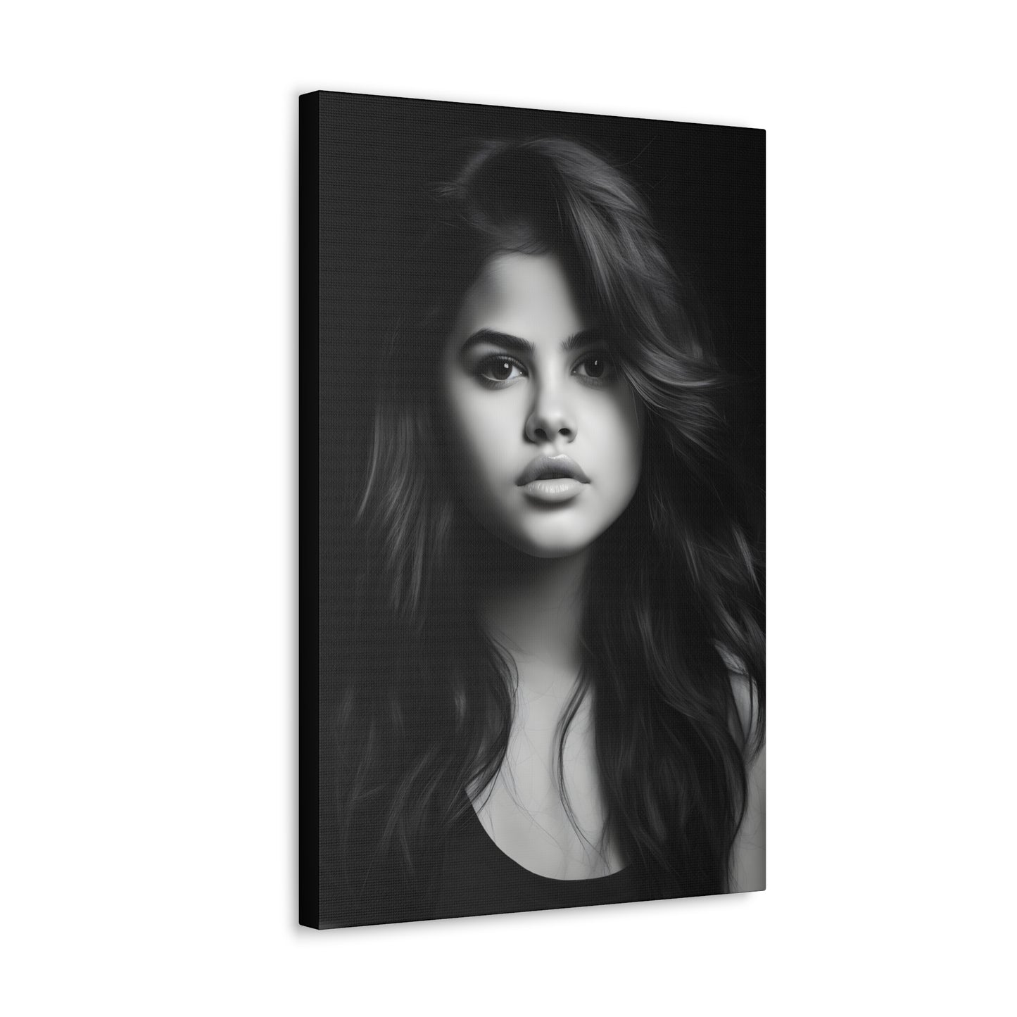 Selena Gomez Monochrome Elegance: Canvas Print