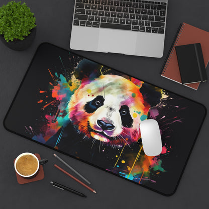 "Whimsical Happy Panda Watercolor Desk Mat - Protects desk from scratches and spills, adds smiles to workspace"