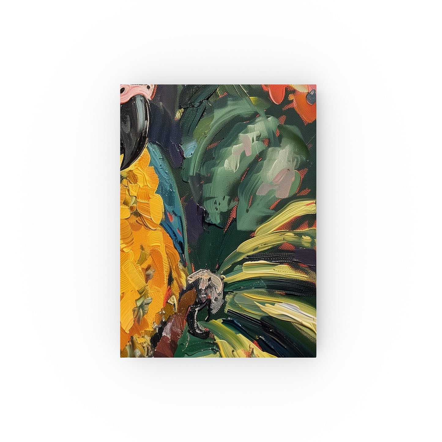 "Parrot Paradise Tropical Journal - Colorful parrot design on lush foliage, perfect for jotting down adventures and sketches. Great gift idea!"