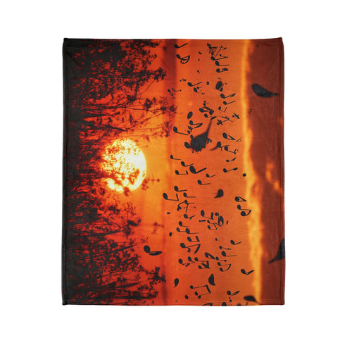 Sunset Made of Music Notes — Plush Fleece Throw Blanket — Product Detail View 7