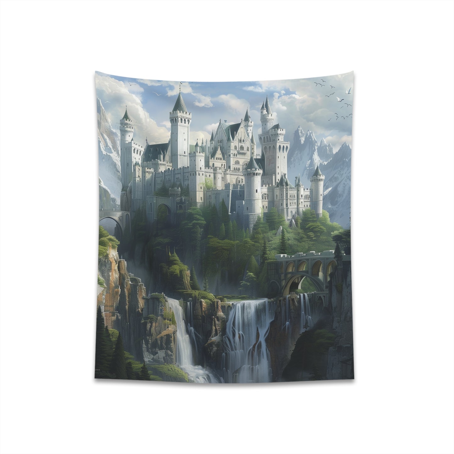 "Kingdom of Dreams: Majestic Castle Tapestry - High-quality, stylish decor for fantasy lovers"