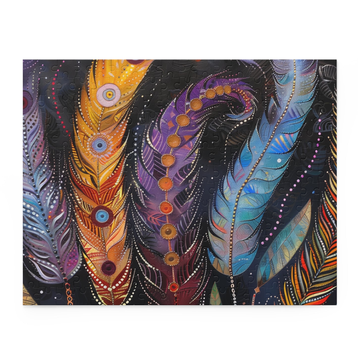 "Bohemian Feather Puzzle Collection - Relaxing and intricate jigsaw puzzle with beautiful designs"