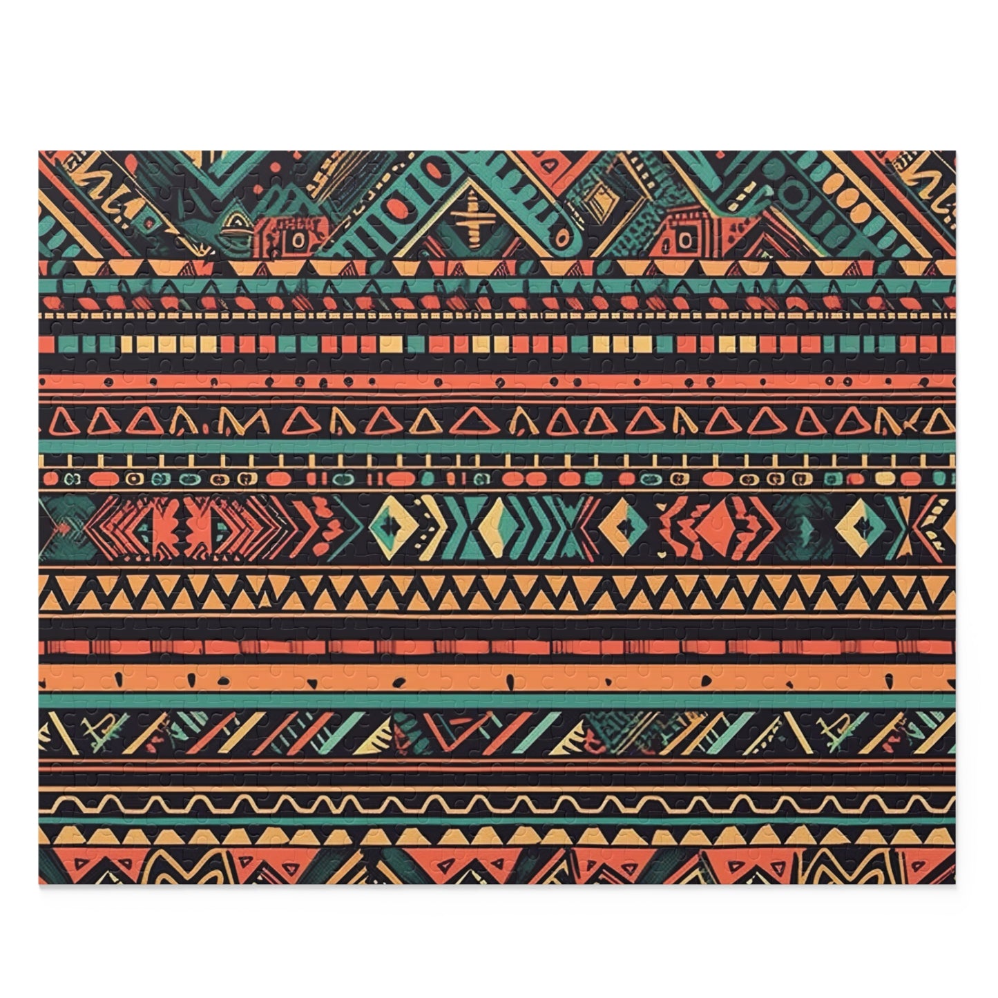 Vibrant Aztec Pattern Jigsaw Puzzle - Engaging and intricate design for history buffs and puzzle enthusiasts.