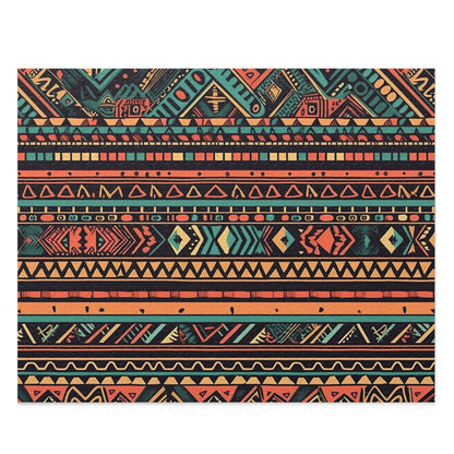 Vibrant Aztec Pattern Jigsaw Puzzle - Engaging and intricate design for history buffs and puzzle enthusiasts.