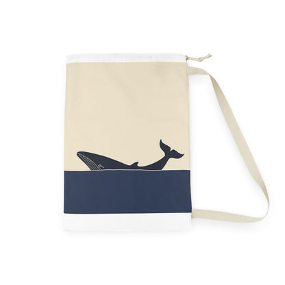 "Minimalist whale ocean laundry bag for serene laundry routine"